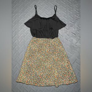 Sweet Storm Black Top Dress with Floral Accents